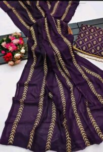 স্পেশাল এম্ব্রোডারি জর্জেট শাড়ি ব্লাউজ পিচ সহ